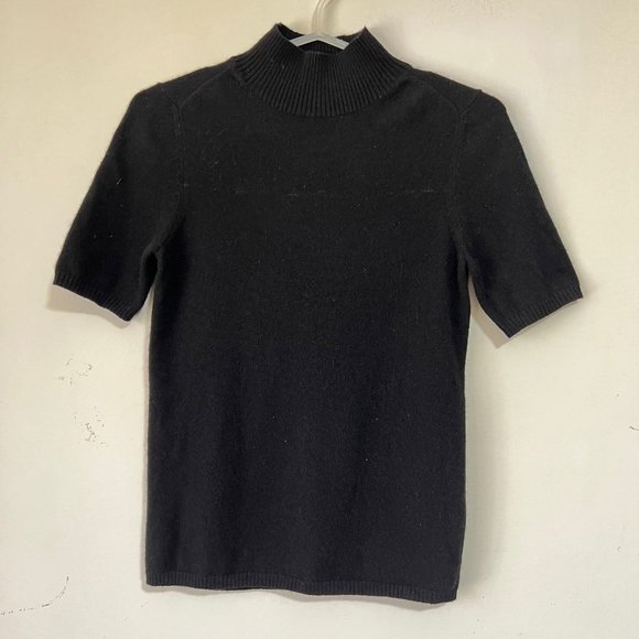 NEW! InCashmere 100% Cashmere Short Sleeve Mock Neck Sweater Black, Sz X/P- US 0 - Picture 6 of 16